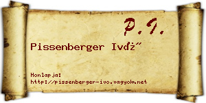 Pissenberger Ivó névjegykártya